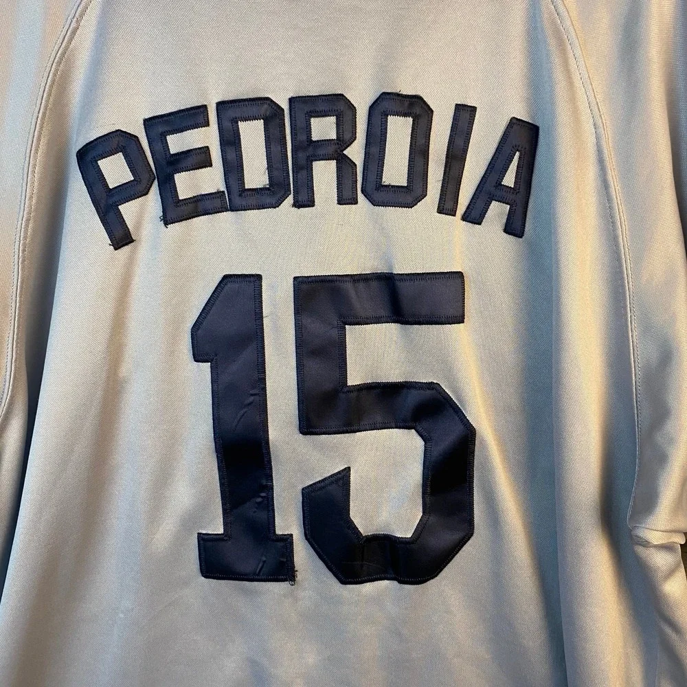 Majestic Boston Red Sox Dustin Pedroia 15 Gray Authentic MLB Jersey Size 52